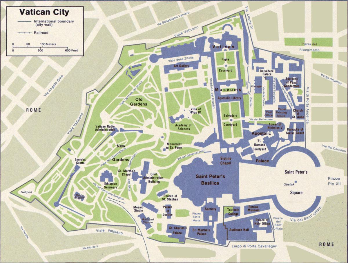 térkép Vatikán város, majd a környező terület